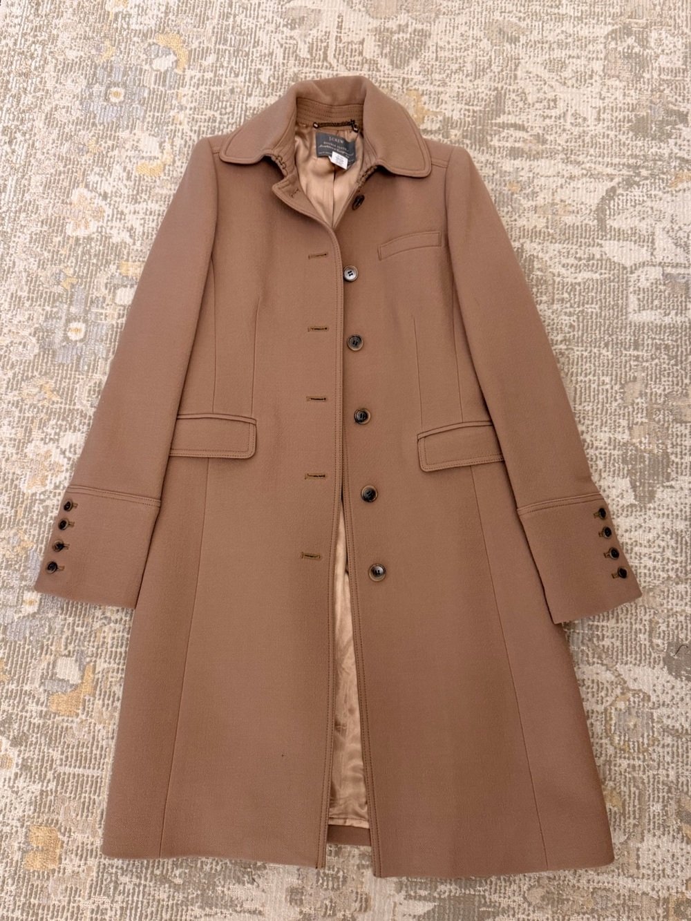 JCrew Women's Camel Wool-Blend Button Coat